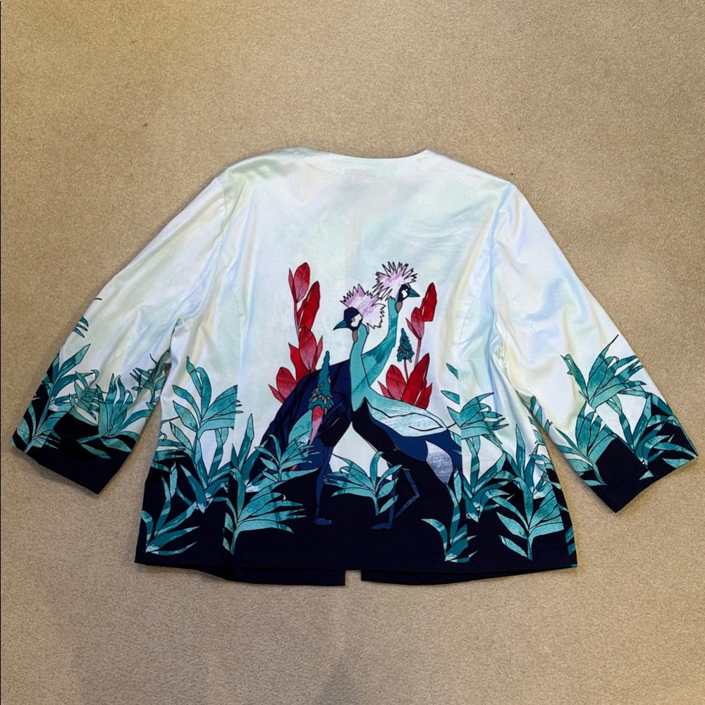 Chico's Light Blue Leaf (Tropical) Pattern Lightw… - image 3